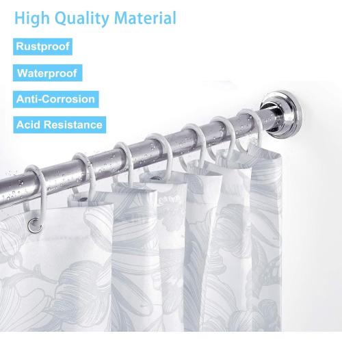 Shower Curtain Rod, Stainless Steel, No Drilling & Rust, Anti-Slip, Adjustable Tension Spring Pole, Extendable Telescopic Rail for Closet, Bathroom, Windows or Doorways (26-65inches)