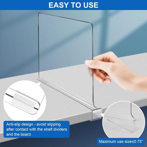 12 Inches Tall [Extra Tall Version] Shelf Dividers for Closet Organization and Storage, 10 Pack Purse Organizer for Closet Acrylic Bookshelf for Organization, Perfect for Sweater Shirts Handbags