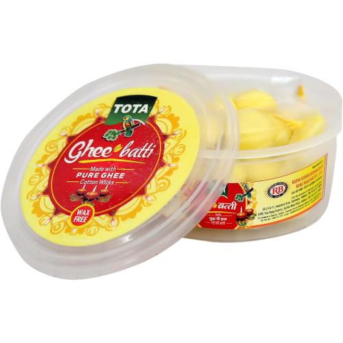 TOTA Wax Free Pure Cow Ghee Diya Cotton Wicks - Yellow| Pack of 2| 90 Ghee Batti