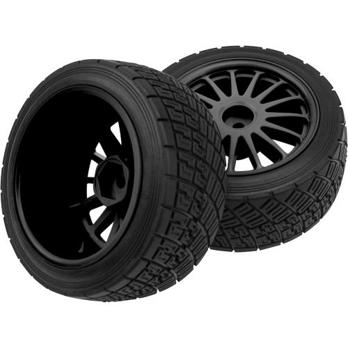 80mm/3.14 Rubber Tires & Plastic Wheel Rims 2.2 Inch 12mm Hex Hub Compatible with 1/10 HPI WR8 Off-Road Rally 1/14 WLtoys 124019 144001 1/16 Redcat Volcano RC Buggy (Black)