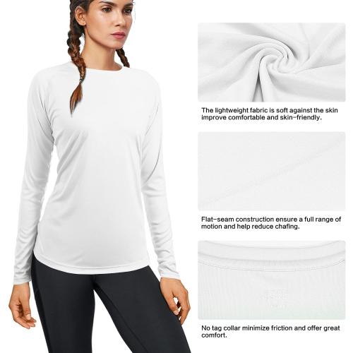 Size L ...isnowood Women's Sun Protection Long Sleeve Shirts, UPF 50  UV Rash Guard Swim Shirt, Workout Hiking Running Athletic Tops