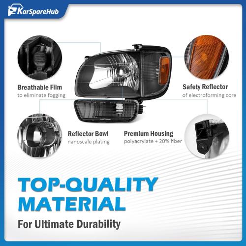 for 2001-2004 Toyota Tacoma Headlights Assembly for 01 02 03 04 Tacoma Headlight Replacement Corner Parking Signal Lights Bumper Light