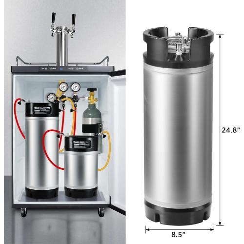 New 5 Gallon Keg Corny Keg, Stainless Steel Cornelius Keg with Ball Lock Keg Fittings, 5 Gallon Beer Keg with Dual Rubber Handle, Ball Lock Keg for Home Brewing