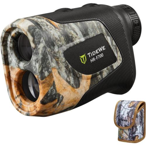 TIDEWE Hunting Rangefinder with Rechargeable Battery, 700/1000Y Camo Laser Range Finder 6X Magnification, Distance/Angle/Speed/Scan Multi Functional Water-Resistant Rangefinder with Case