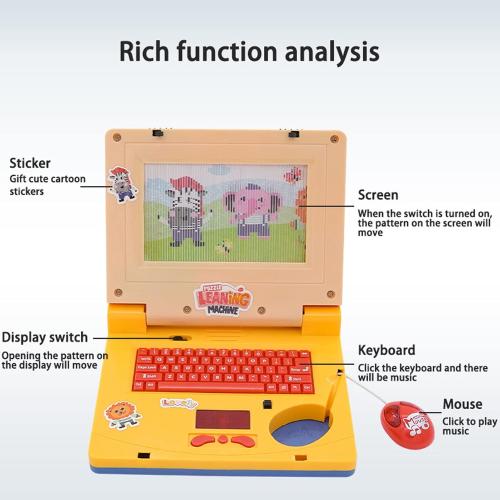 RiToEasysports Kids Learning Laptop, Plastic High Simulation Educational Toddler Learning Computer Toy with (Yellow Retractable Mouse) Electronic Toy