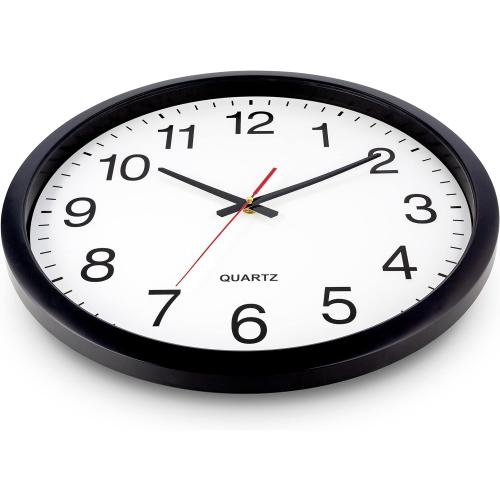 Bernhard Products Black Wall Clock Silent Non Ticking - XL 18 Inch Quality Quartz Battery Operated Round Easy to Read Home/Office/Classroom/School Clock
