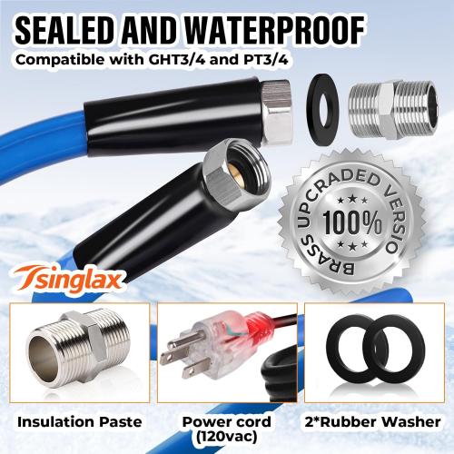 15FT 30FT Heated Water Hose for Rv,-45 ℉ Antifreeze Heated Garden Water Hose,Lead-Free & BPA-Free, Rv Freshwater Hoses with Fittings, Rv Accessories