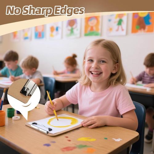 6 x 9 Clipboards Bulk, 32 Pack Small Clip Board, A5 Letter Size Wooden Hardboard Kids Clipboard Pack for Classroom, Party, Home, Brown