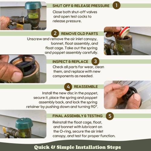 1/2 - 3/4 Top Half Repair Kit for PVB4A, 4A00407 Poppet and Bonnet Parts Kit Replacement for Apollo Conbraco, Compatible with 4A504A2F, 4ALF504A2F Pressure Vacuum Breaker