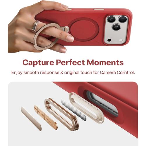 TORRAS Q3 Silicone for iPhone 17 Pro Max Case with Stand, Fit for MagSafe, Liquid Silicone Soft Cozy Grip, 360 Spin Magnetic Stand, Camera Control, Protective Case for iPhone 17 Pro Max Silicone, Red