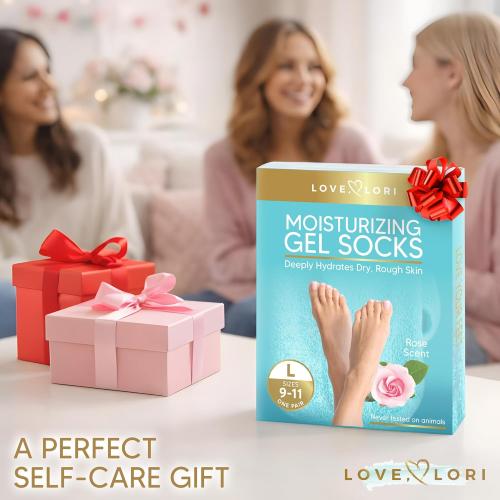 Moisturizing Socks (Size 9-11) – Self Care Gifts for Mom - Infused with Vitamin E & JoJoba Oil - Gel Silicone Aloe Foot Care Socks - Mothers Day Spa Gifts for Women