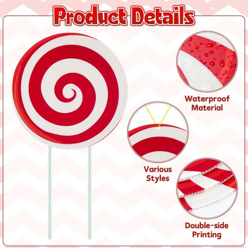 14 PCS Candy Cane Christmas Tree Decorations, 8 in Large Peppermint Lollipop Christmas Picks for Tree, Double Sided Red White Candy Ornaments for Tree Topper Home Vase Xmas Decor