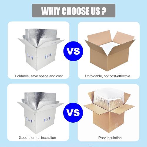 15x10x11 Insulated Shipping Boxes for Frozen Food, 4 Pack Double Insulated Carton with Aluminum Foil Insulated Bag Liner, Reusable Perishable Shipper Cooler Box for Mailing