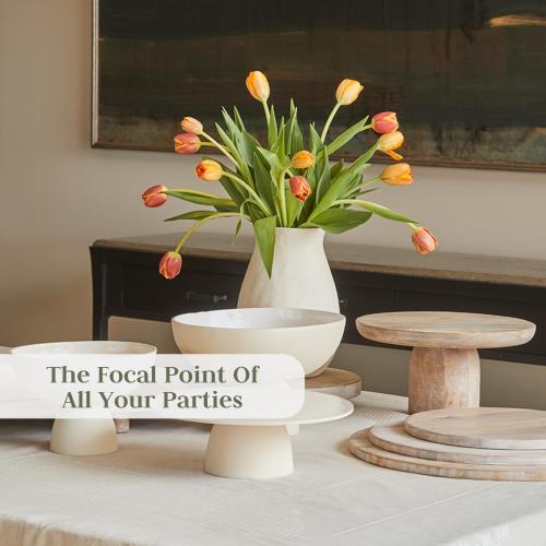 7-Inch CREAM Cake Pedestal Stand, Elegant Creme Aluminum Dessert Stand, Perfect for Wedding Cakes & Birthday Celebrations, Ideal for Parties & Special Events, Home Decor, Kitchen Accents & Serving