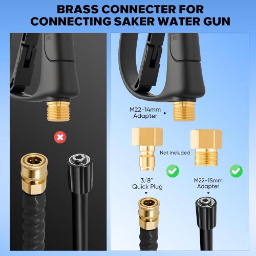 Saker Foam Cannon Dual Connector Accessory for Pressure Washer Kit,with Foam Cannon Dual Connector,Pressure Washer Gun for Car Washing and Cleaning,5 Power Washer Sprayer Nozzles