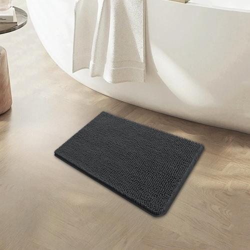 Bathroom Rugs 15x23, Extra Soft Absorbent Chenille Bath Rugs, PVC Backing Quick Dry, Machine Washable Bath Mats for Bathroom Floor, Tub and Shower, Home Decor Accessories, Dark Grey
