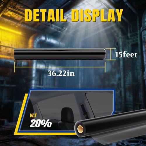 ARANA Auto Ceramic Window Tint for Car 20 Percent VLT, Automotive 20% Tint for Truck Windows Black, Professional Vehicle Privacy Film UV Block Explosion-Proof & Scratch-Resistant 36 in x 15'Ft