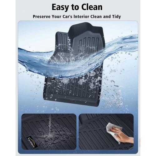 Floor Mats Custom for Tesla New Model Y Juniper 2025 2026 5-Seat Cargo Liner with Backrest Mat All Weather TPE Full Set with Front Trunk Mat Rear Cargo Liner for Juniper Automotive Accessories, Black