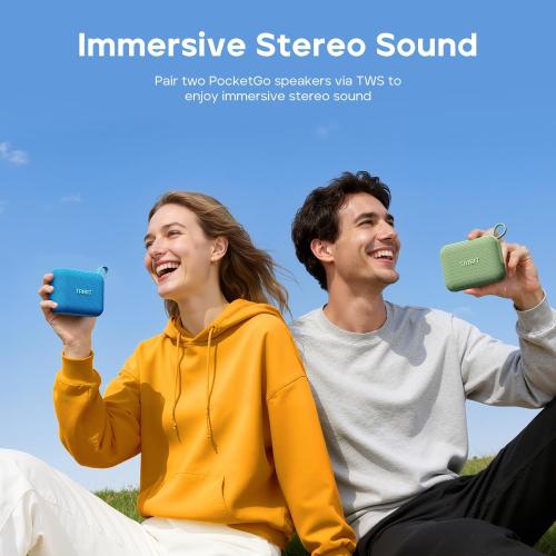 Tribit PocketGo Portable Bluetooth Speaker, 7W, IP68 Waterproof, 20H, Green