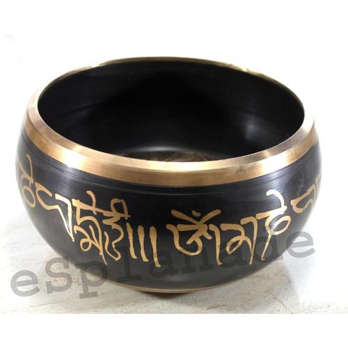 eSplanade - 6 inches - Singing Bowl Tibetan Buddhist Prayer Instrument With Striker Stick | OM Bell | OM Bowl | Meditation Bowl | Music Therapy (black)
