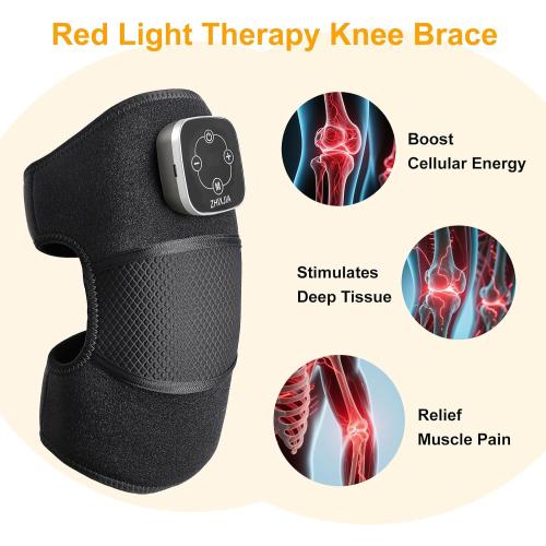 Knee Massager Smart with Heat, Red Light and Massage Therapy, 3 Vibration Modes and 5 Heating Levels, 2026 Updated Edition, Wireless Magnetic Attraction Controller, Gifts for Grandma & Grandpa, Grey