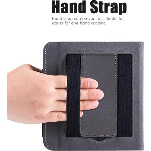 Stand Case for Kobo Libra Colour/Libra 2/Libra H2O, Bookstore | PU Leather Sleeve Cover,Built-in Hand Straps,with Auto Sleep/Wake,Pen Holder Loop