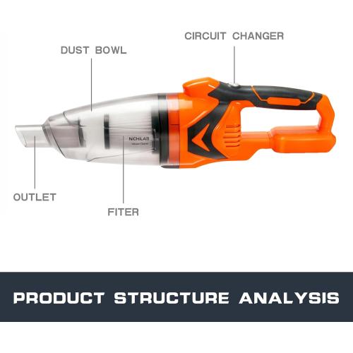 Cordless Vacuum Cleaner Handheld Stick Vacuum Cleaner 10kPa Powerful Suction 4 Different Heads for Home Pets Floor Car, Compatible with DEWALT 20V MAX Batteries (NO Battery)