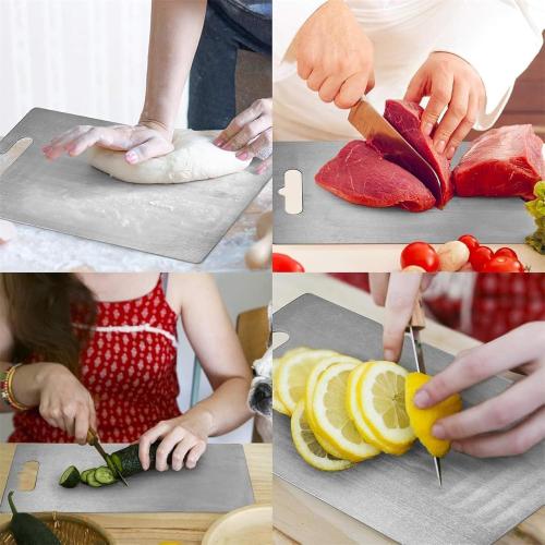 Titanium Cutting Board - 2025 New Upgrade 100% Pure Titanium Cutting Boards for Kitchen Double Sided Non Toxic Titanware Cutting Board,Hygiene Durable Dishwasher Safe Chopping Board (18L x 12W)