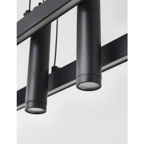 Size 59 Modern Black Linear Pendant Lights Kitchen Island Lighting Minimalist Led Chandeliers Pool Table Light Dimmable Ceiling Hanging Light Fixture Dining Room with Remote Control (59in)