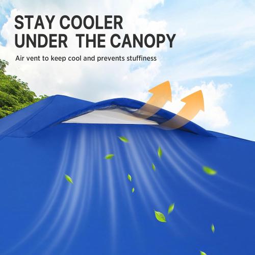 EAGLE PEAK Pop Up Canopy Tent with Wheeled Carry Bag, 8 Stakes, 4 Ropes, Easy Set Up Tent Canopy, 8x8 ft, Blue