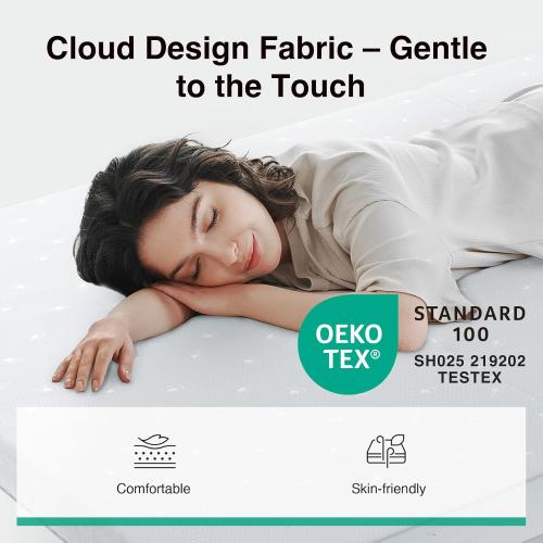 Novilla Foldable Mattress Topper, Single Size Comfort Foam Trifold Mattress with Cloud Design Cover, 4 Inch Folding Mattress for Back Pain Relief, Suitable for Camping, RV Travel, 75x25x4