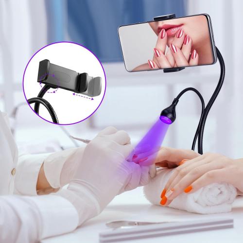 AORAEM LED Nail Lamp LED Light for Nails Quicky-Dry Gooseneck Professional UV Nail Light with Phone Holder, Nail Dryer for Gel Polish with Portable Curing Lamp for Professional Home DIY Salon