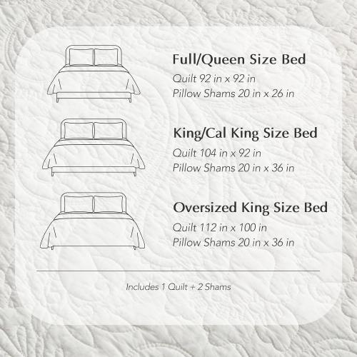 EVERGRACE 100% Cotton Paisley Quilt Set, Oversized King 3 Piece Set – Prewashed Lightweight Bedspread with 2 Shams, Soft & Breathable Matelasse Coverlet for All-Season Comfort, Bright White