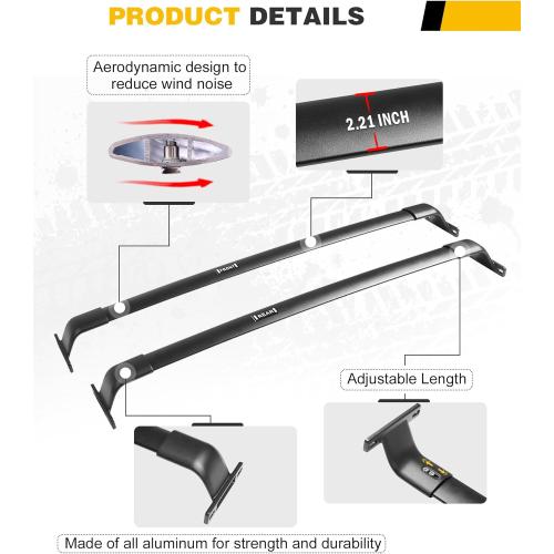 220lbs Cross Bar Roof Rack Fit for GMC Terrain 2018-2024 Cargo Carrier Crossbar Rooftop Accessories (with Side Roof Rails)