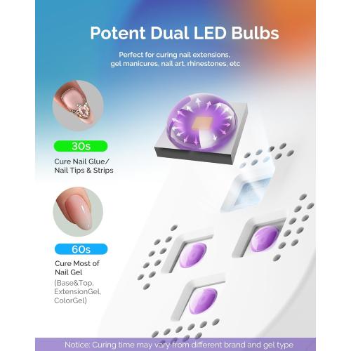 MelodySusie Mini UV Nail Lamp P-ART04G for Single-Finger Quick Touch-Ups | Cordless, Smart Sensor, 30s/60s Timers, Flash Cure Rhinestone Glue, Gel-X