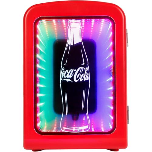 Coca-Cola 4L / 6-Can Mini Fridge with Multi-Color LED Light – Portable Thermoelectric 12V DC/110V AC Quiet Cooler/Warmer for Bedroom, Office, Car, Gaming Room, Mini Refrigerator for Drinks & Skincare