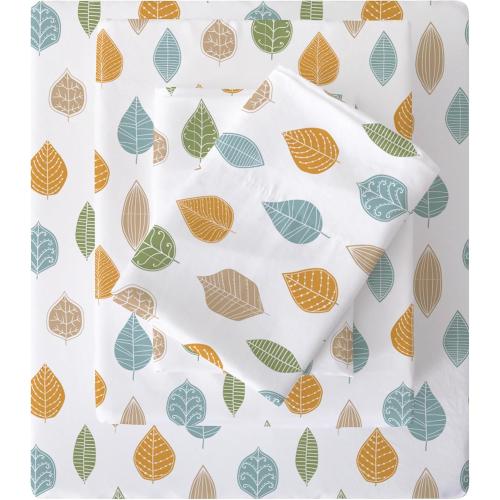 Viviland Floral Twin Sheet Set - 3 Piece Vintage Leaves Patterned Bed Sheets - Soft, Breathable Microfiber Boho Sheets with Deep Pocket, Non-Slip Fitted Sheets & Pillowcases