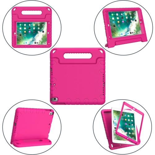 AVAWO Kids Case for iPad 9.7 2017/2018 & iPad Air 2 with Built-in Screen Protector - Light Weight Shock Proof Convertible Handle Stand Friendly Kids Cover for 9.7 iPad 5th & 6th Gen, Magenta/Rose