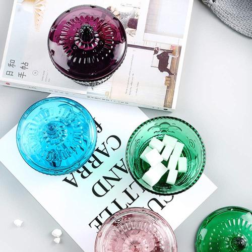 European Retro Nostalgic Three-Dimensional Relief Color Glass Jar Candy Jar Seasoning Jar With Lid