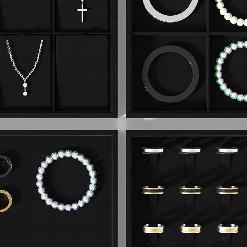 Julysky Jewelry Organizer Trays for Drawer,Jewelry Display Organizer Case for Women,Bracelet Necklace and Ring Display Stand for Selling,Velvet Jewelry Storage Display (Black, Empty Plate)