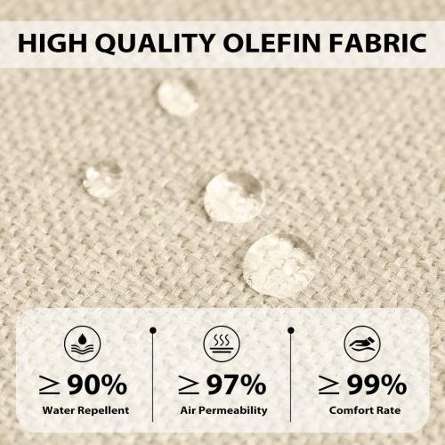 Sundale Outdoor Olefin Deep Seat Cushion Set of 2, Patio Chair Cushion and Pillow, Water-Resistant Sectional Sofa Pad with Straps Beige, 23 x 26 x 6 Inches