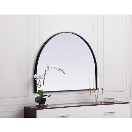 Reflection, Metal Frame Arch Mirror 26X36 Inch in, Modern, Black