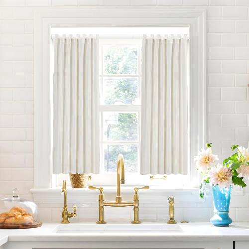 White Tension Curtain Rod for Windows 28 to 48 inch, Adjustable Expandable Pressure Spring Curtain Rod No Drilling, 7/8 Curtain Rod for Bedroom Doorway Closet Door