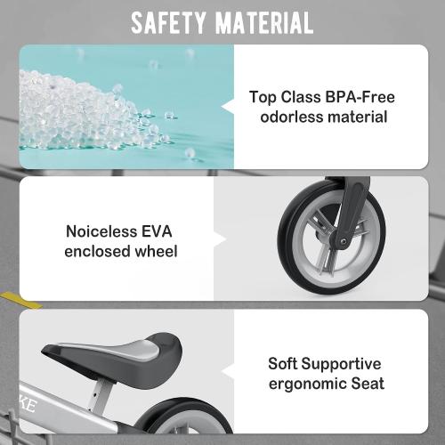 Color Silver Toddler Balance Bike Toys for 1 to 3 Year Old Girls Boys Adjustable Seat and Handlebar No-Pedal Training Bike Best Gifts for Kids (Silver)