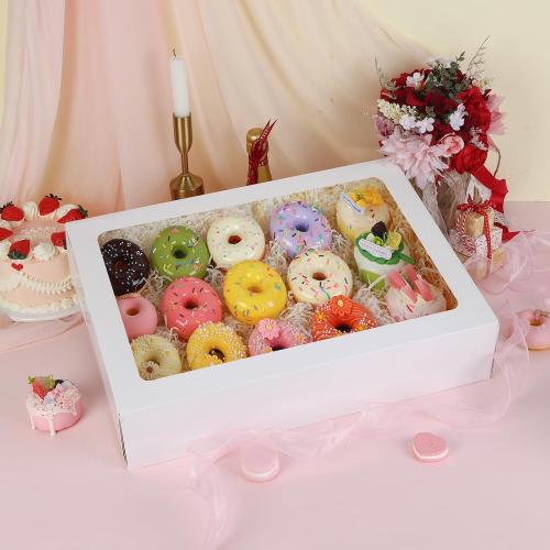 Moretoes 6pcs 19x14x4In Large Half Sheet Cake Boxes with Thick Cake Boards | Clear Window, White Rectangle Bakery Boxes for Cake Pastry Baking, Cupcake, Muffins, Pie