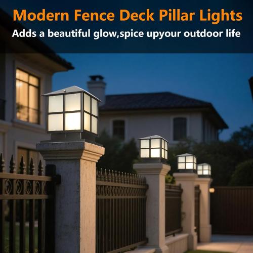 SLAWA Outdoor Post Lights Fixture, Modern Yard Entry Outdoor Column Lights with Aluminum Housing, Patio Pillar Lights Outdoor with Tempered Glass, IP65 Waterproof