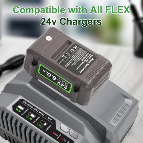 24V Battery for Flex Tools: 6Ah 24 Volt Lithium Battery Replacement for Flex Power Tool Lithium-ion FX0111 FX0121 FX0221 FX0311 FX0331 FX0341