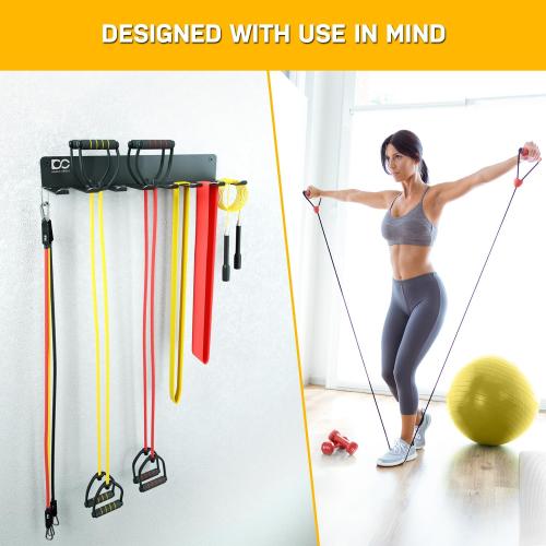 Double Circle Gym Equipment Storage Rack - Multi Purpose Gym Equipment Wall Rack Hanger for Pro Home Gym Storage for Exercise Bands, Barbell Bar, Jump Ropes, Chains, Lifting Belts (17 - Hooks)