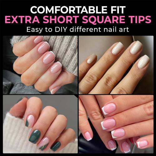 UNA GELLA Extra Short Square Nail Tips XS 216pcs Soft Gel Tips