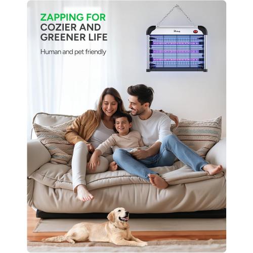 Buzbug LED Bug Zapper Indoor, 10 Years Lifespan 3 Lamps Enhance Insect Attraction, 3800V High-Voltage, Electric Mosquito Zapper, Fruit Fly Mosquito Moth Gnat Trap, Killer, Zapper -MA009